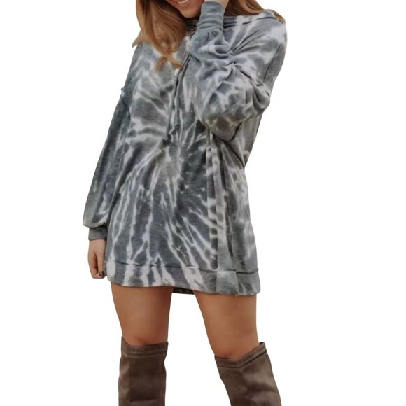 Free People We The Free Best Catch Tie Dye Tee Blue Combo Oversized Size M - Picture 10 of 13